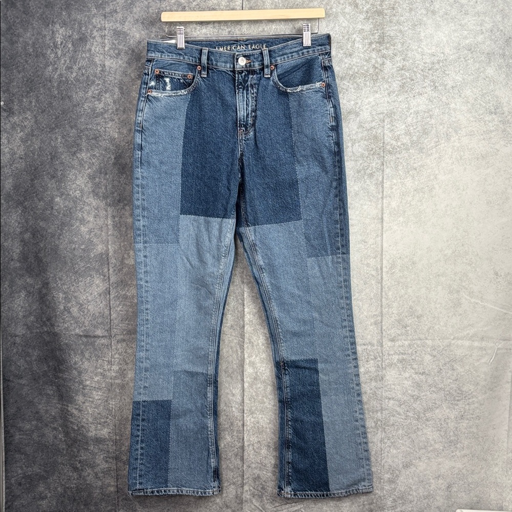 American Eagle Outfitters 90's‎ Bootcut Jeans Patchwork A Cool Moment Size 8